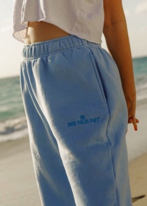 Blue Pink Palm Puff Puff Sweatpants | 479ELIJNX