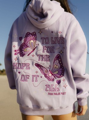 Purple Pink Palm Puff To Live For the Hope of it All Hoodie | 740EUTXJI