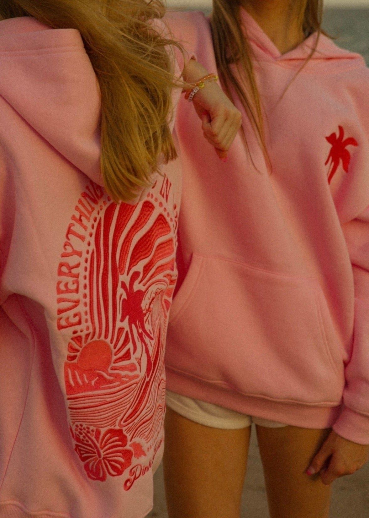 Pink Pink Palm Puff Everything Comes in Waves Hoodie | 810KPBSWN